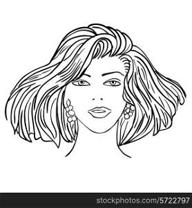 Hand-drawn fashion model. Vector illustration. Woman&rsquo;s face
