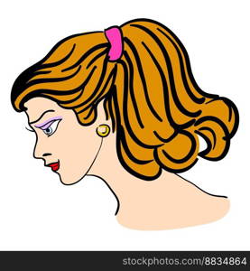 Hand-drawn fashion model womans face vector image