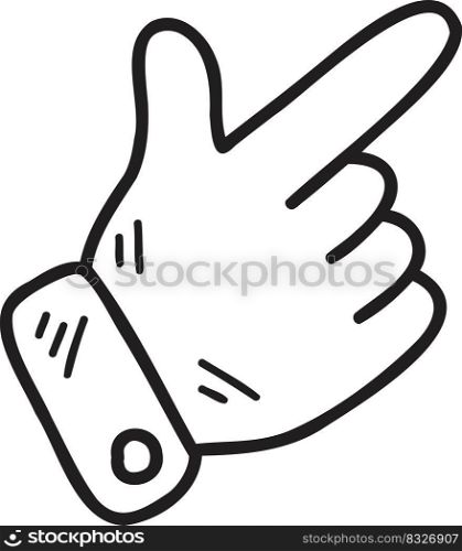 Hand Drawn finger pointing illustration isolated on background