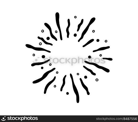 Hand drawn firework. Star burst. Sunburst doodle icon. Hand drawn explosion frame. Sparkle with radial lines. Explosion vintage effect. Vector illustration isolated on white background.. Hand drawn firework. Star burst. Sunburst doodle icon. Hand drawn explosion frame. Sparkles set with radial lines. Explosion vintage effects. Vector illustration isolated on white background.