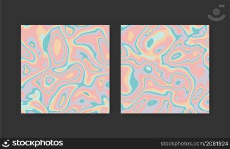 Hand drawn flat psychedelic groovy background set