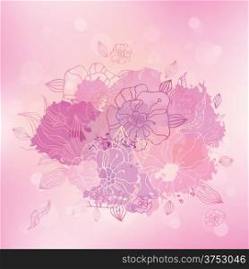 Hand drawn floral background. Vector illustration.