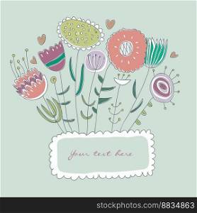 Hand-drawn floral frame vector image