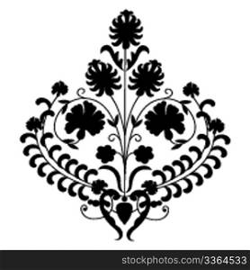 Hand drawn floral pattern, isolated object against white background