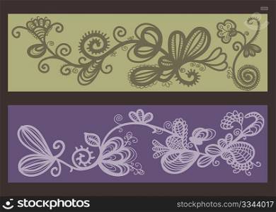hand-drawn floral sketch banners