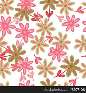 Hand drawn floral wallpaper. Cute flower seamless pattern. Naive art style. Simple design for fabric, textile print, wrapping, cover. Vector illustration. Hand drawn floral wallpaper. Cute flower seamless pattern. Naive art style.