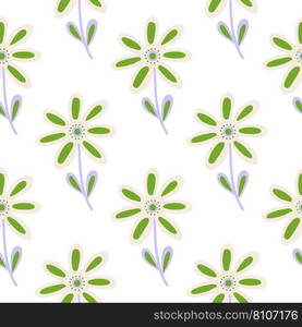 Hand drawn floral wallpaper. Cute flower seamless pattern. Naive art style. Simple design for fabric, textile print, wrapping, cover. Vector illustration. Hand drawn floral wallpaper. Cute flower seamless pattern. Naive art style.