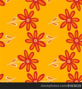 Hand drawn floral wallpaper. Cute flower seamless pattern. Naive art style. Simple design for fabric, textile print, wrapping, cover. Vector illustration. Hand drawn floral wallpaper. Cute flower seamless pattern. Naive art style.