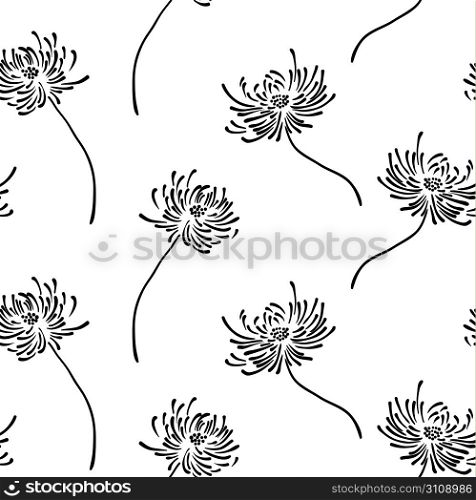 ""Hand drawn floral wallpaper with set of different flowers. Could be used as seamless wallpaper; textile; wrapping paper or backgr""