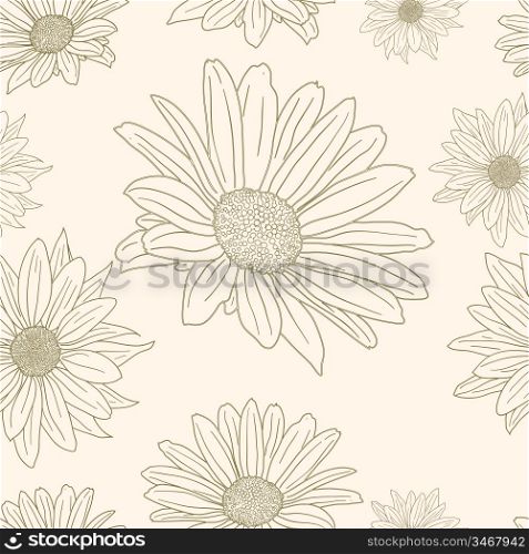 Hand drawn floral wallpaper with set of different flowers. Could be used as seamless wallpaper, textile, wrapping paper or background