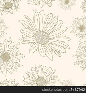 Hand drawn floral wallpaper with set of different flowers. Could be used as seamless wallpaper, textile, wrapping paper or background