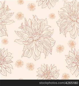 Hand drawn floral wallpaper with set of different flowers. Could be used as seamless wallpaper, textile, wrapping paper or background