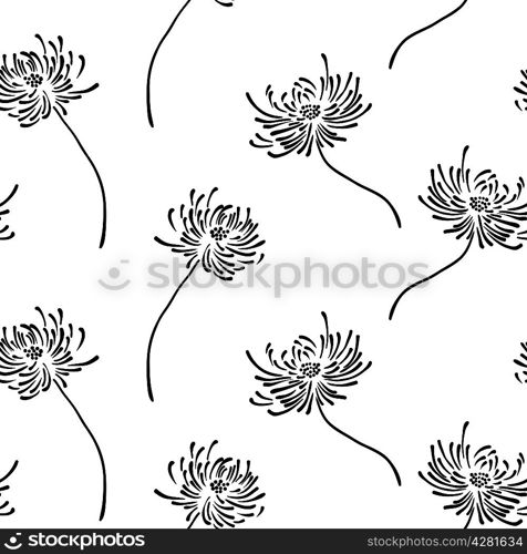 Hand drawn floral wallpaper with set of different flowers. Could be used as seamless wallpaper; textile; wrapping paper or backgr