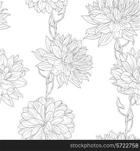 Hand drawn floral wallpaper with set of different flowers. Could be used as seamless wallpaper; textile; wrapping paper or backgr
