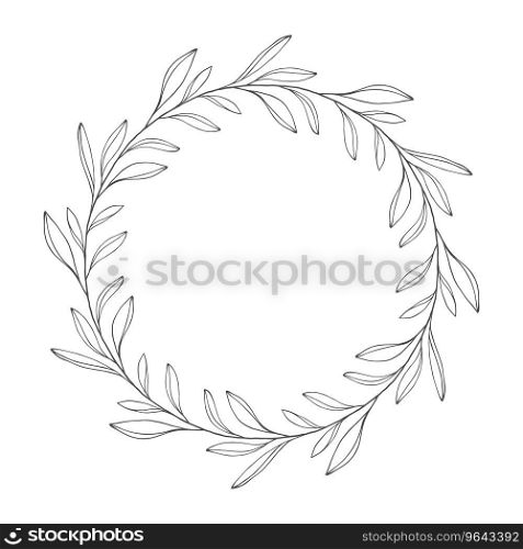 Hand drawn floral wreath round frame with leaves Vector Image
