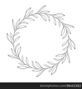 Hand drawn floral wreath round frame with leaves Vector Image