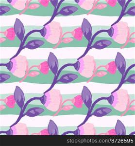 Hand drawn flower seamless pattern. Naive art style. Cute botanical plants endless backdrop. Decorative floral wallpaper. Design for fabric, textile print, wrapping paper, cover. Vector illustration. Hand drawn flower seamless pattern. Naive art style. Cute botanical plants endless backdrop. Decorative floral wallpaper.
