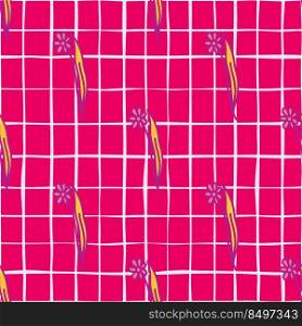 Hand drawn flower seamless pattern. Simple floral wallpaper. Botanical background. Vintage plants endless backdrop. Design for fabric, textile print, wrapping paper, cover.. Hand drawn flower seamless pattern. Simple floral wallpaper.