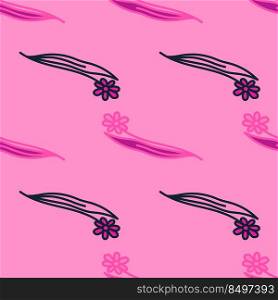 Hand drawn flower seamless pattern. Simple floral wallpaper. Botanical background. Vintage plants endless backdrop. Design for fabric, textile print, wrapping paper, cover.. Hand drawn flower seamless pattern. Simple floral wallpaper.