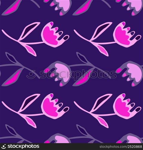 Hand drawn flower seamless pattern. Unusual floral wallpaper. Ditsy print. Botanical sketch of field plants. Blooming texture. Design for fabric, textile print, wrapping, cover. Vector illustration. Hand drawn flower seamless pattern. Unusual floral wallpaper.