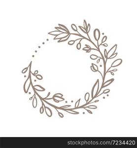 Hand drawn flower wreath logo. Vector floral design spring frame element for invitations, greeting cards, scrapbooking, posters with place for text. Vintage decor.. Hand drawn flower wreath logo. Vector floral design spring frame element for invitations, greeting cards, scrapbooking, posters with place for text. Vintage decor