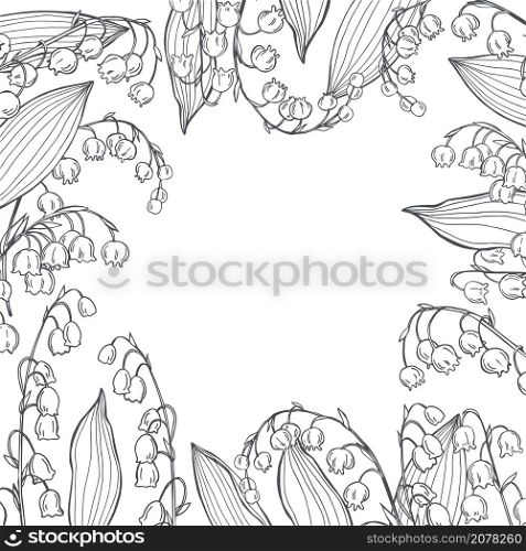 Hand drawn flowers. Lilies of the valley(Convallaria majalis).Vector background. Sketch illustration.. Lilies of the valley. Vector background.