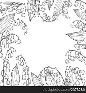 Hand drawn flowers. Lilies of the valley(Convallaria majalis).Vector background. Sketch illustration.. Lilies of the valley. Vector background.
