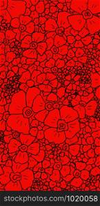 Hand-drawn flowers on a red background for your creativity