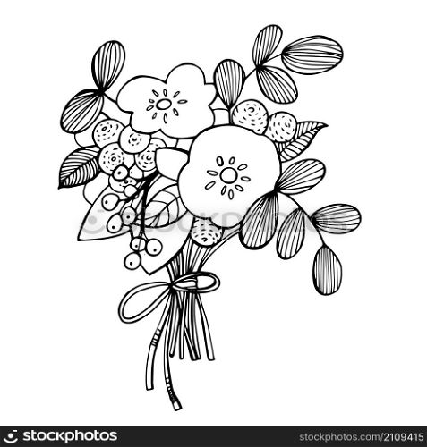 Hand drawn flowers. Vector illustration.