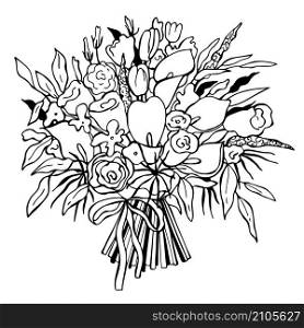Hand drawn flowers.Wedding bouquet. Vector illustration.