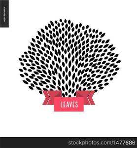Hand drawn foliage. Vector black and white hand bracnh with leaves. Hand drawn foliage