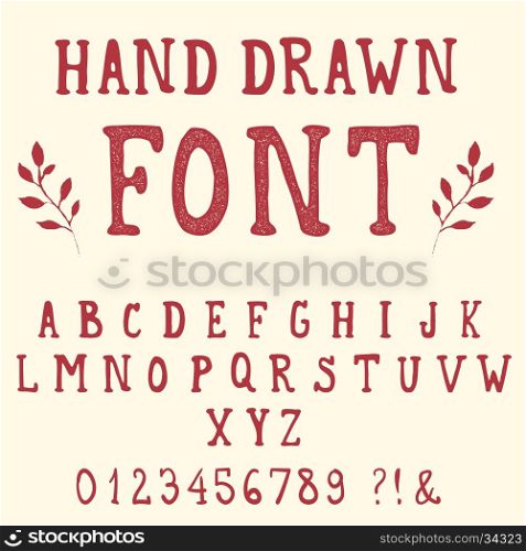Hand drawn font. Vintage alphabet. Design element in vector.