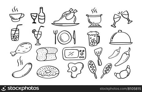 Hand drawn food and beverage icon Royalty Free Vector Image