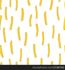 Hand drawn french fries. Vector seamless pattern.