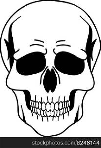 Hand Drawn front skull illustration isolated on background