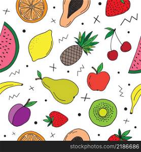 Hand drawn fruit seamless pattern. Vector illustration.