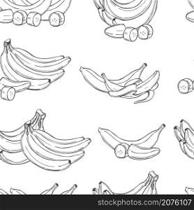 Hand drawn fruits. Bananas on white background.Vector seamless pattern. . Bananas. Vector pattern.