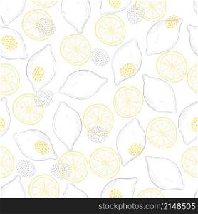 Hand drawn fruits. Lemons. Vector seamless pattern.. Hand drawn fruits. Lemons