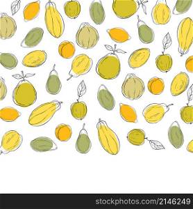 Hand drawn fruits on white background. Vector background.. Hand drawn fruits. Vector pattern.