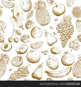 Hand drawn fruits seamless pattern vector illustration