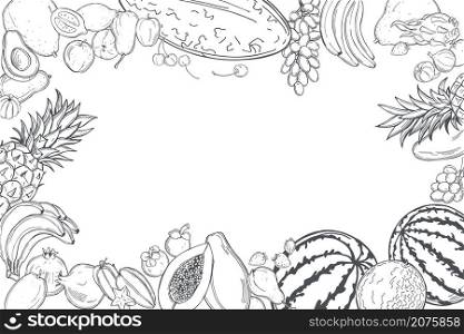 Hand drawn fruits. Vector background. Sketch illustration.. Graphic fruits.Vector background.