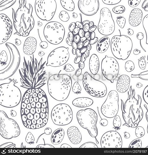 Hand drawn fruits. Vector seamless pattern