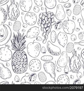 Hand drawn fruits. Vector seamless pattern