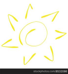 Hand drawn funny vector doodle sun. Hand drawn simple funny vector doodle sun