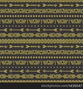 Hand drawn geometric ethnic seamless pattern. Wrapping paper. Scrapbook paper. Doodles style. Tiling. Tribal native vector illustration. Aztec background. Stylish ink graphic texture.. Hand drawn gold geometric ethnic seamless pattern. Wrapping paper. Scrapbook paper. Doodles style. Tiling. Tribal native vector illustration. Aztec background. Stylish ink graphic texture for design.