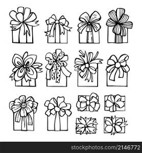 Hand drawn gifts. Vector sketch illustration.