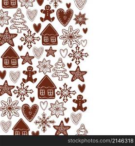 Hand drawn ginger cookies. Vector background. Hand drawn ginger cookie. Vector background