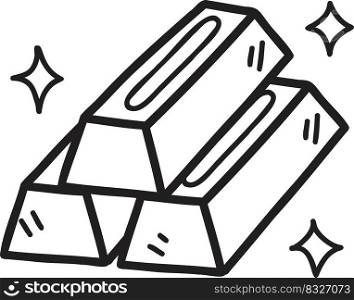 Hand Drawn gold bar illustration isolated on background