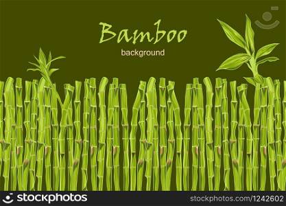 Hand-drawn green bamboo background with space for text. Easily editable vector illustration. Hand-drawn green bamboo background with space for text