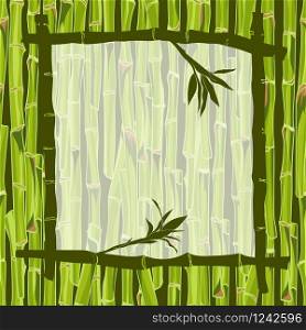 Hand-drawn green bamboo frame background with space for text. Easily editable vector illustration. Hand-drawn green bamboo frame background with space for text